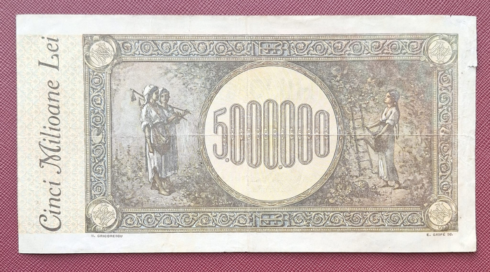 Romania bancnota 5 milioane lei 1947, circulata [2]