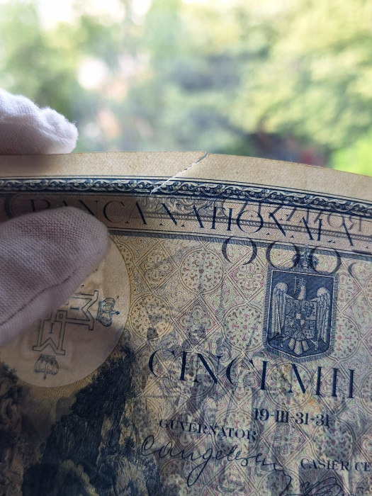 Romania bancnota 5000 lei 1931, seria Z/1 057,800, circulata [5]