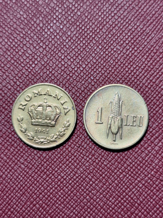 Romania, lot 2 monede x 1 leu 1941, Coroana Regala [2]
