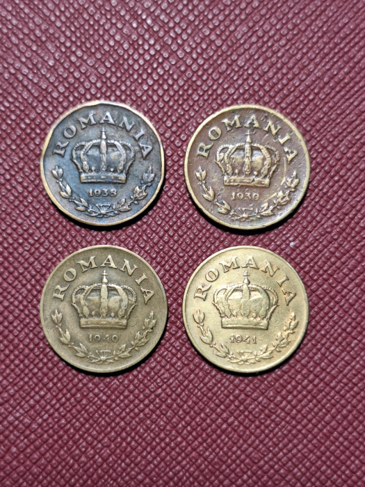Romania, lot 4 monede x 1 leu 1938-1941, Coroana Regala [2]