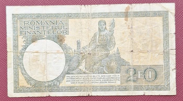 Romania, Ministerul Finantelor, 20 lei 1947-1950, semnaturile lui Alexandrini si Panait Gheorghiu, circulata [2]