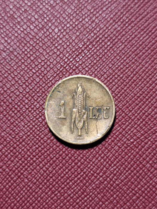 Romania, moneda 1 leu 1940, Coroana Regala, usor turtita [2]