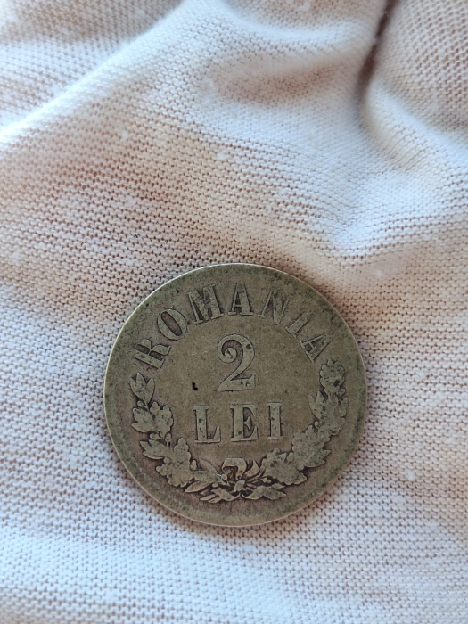 Romania moneda 2 lei 1876 - Regele Carol I, rara [2]