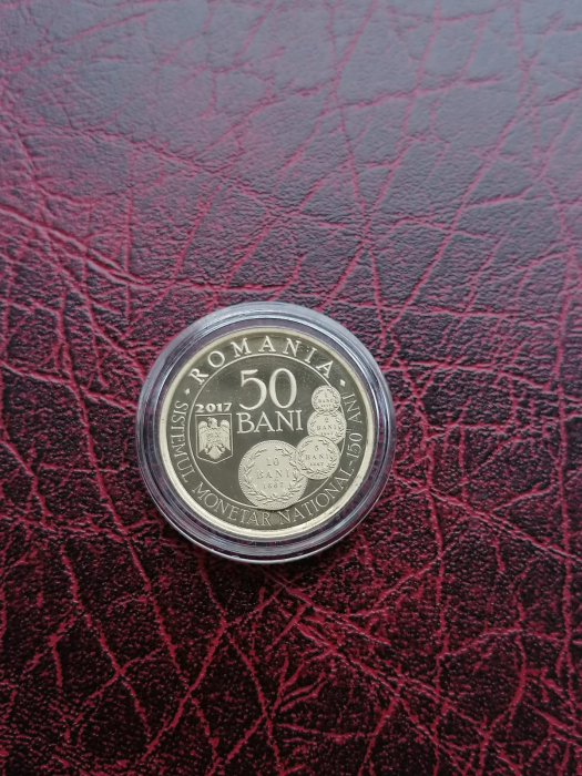 Romania, moneda 50 Bani 2017 proof, Carol I, 150 ani de la primul sistem monetar [2]