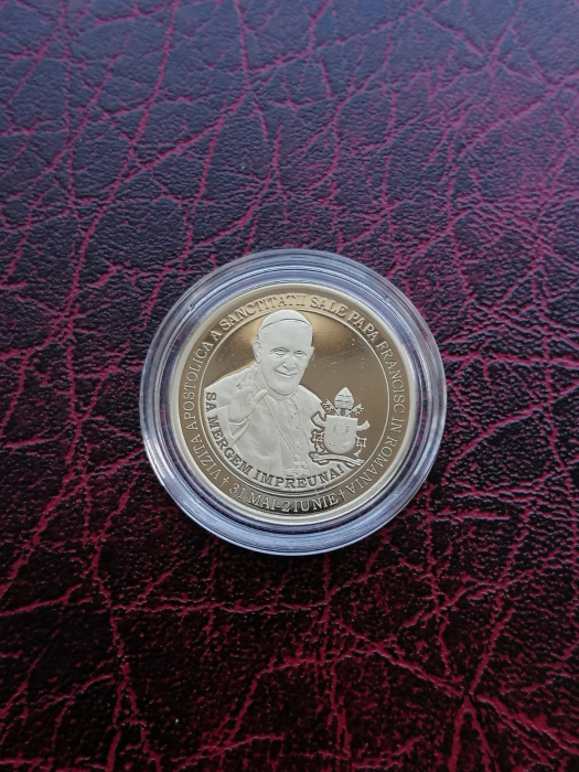 Romania, moneda 50 Bani 2019 proof, Vizita Apostolică a Sanctității Sale Papa Francisc în România [1]