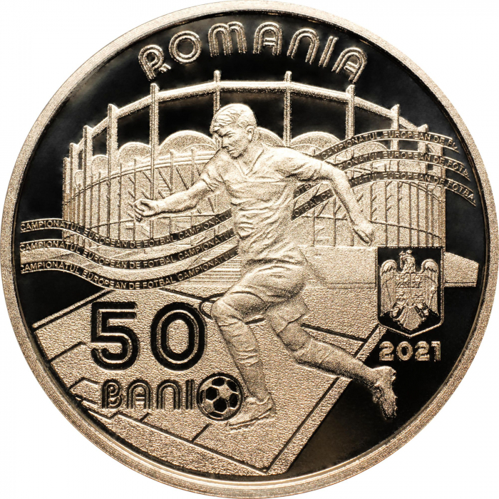 Romania, moneda 50 Bani 2021 proof, Campionatul European de Fotbal 2020 [3]