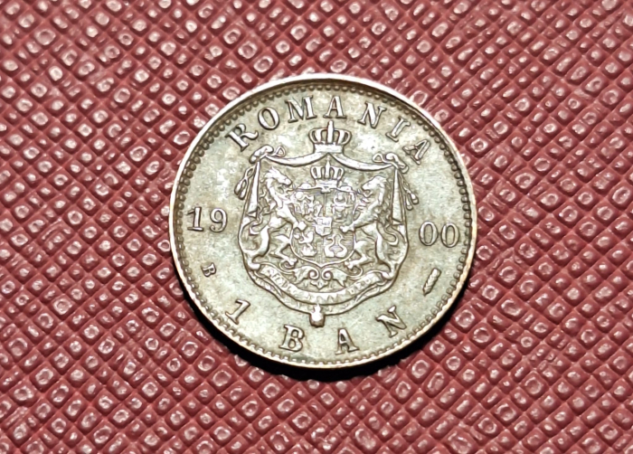 Romania, Regat, 1 Ban 1900, Regele Carol I, eroare batere: surplus material pe avers [2]
