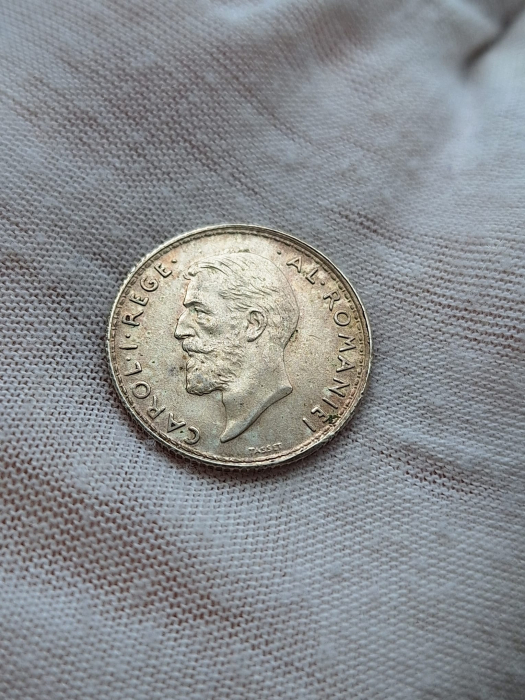 Romania, Regat, 1 Leu 1914, Regele Carol I, cu luciu de batere, rara [3]