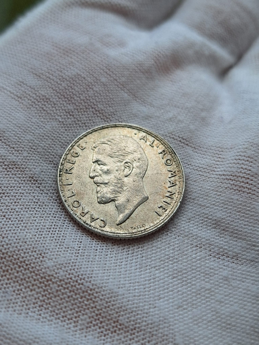 Romania, Regat, 1 Leu 1914, Regele Carol I, cu luciu de batere, rara [3]