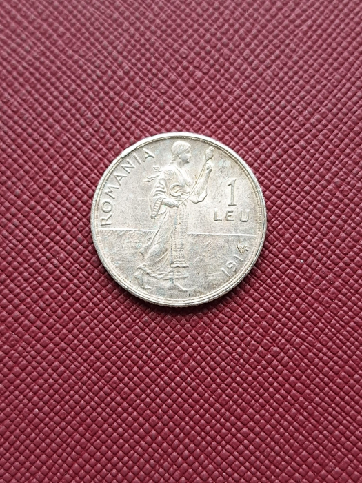 Romania, Regat, 1 Leu 1914, Regele Carol I, cu luciu de batere, rara [2]