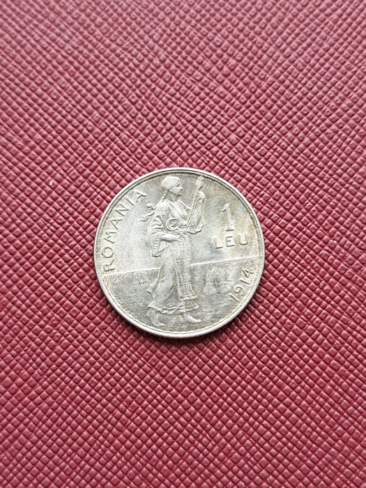 Romania, Regat, 1 Leu 1914, Regele Carol I, cu luciu de batere, rara [2]