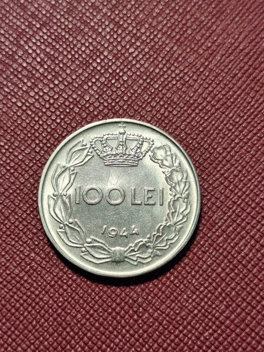 Romania, Regat, 100 lei 1944, Regele Mihai I, cu luciu de batere [2]