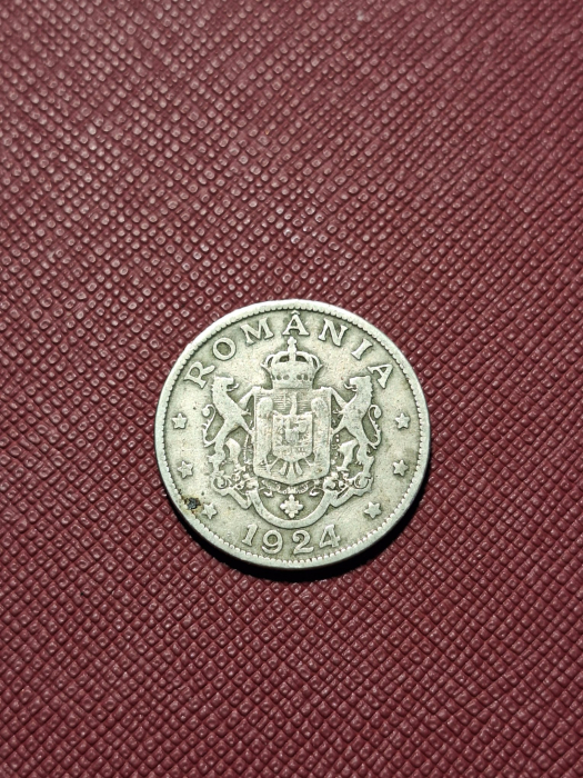 Romania, Regat, 2 Lei 1924, monetaria Poissy, Regele Ferdinand I [2]