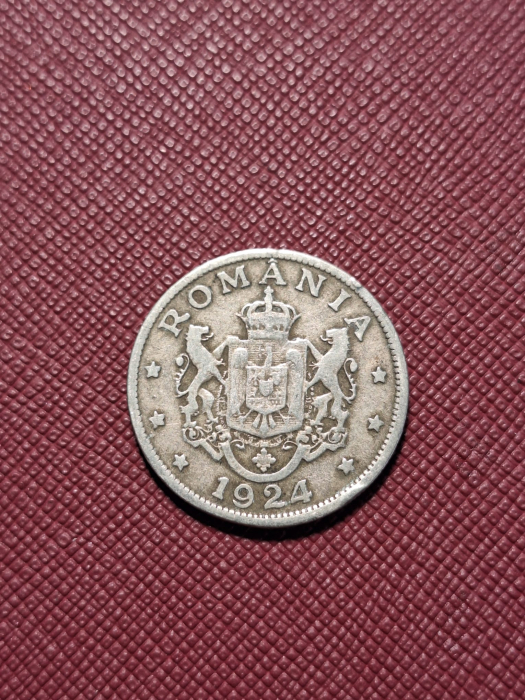 Romania, Regat, 2 Lei 1924, monetaria Poissy, Regele Ferdinand I [2]