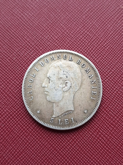 Romania, Regat, 5 Lei 1906, moneda rara, Regele Carol I [2]