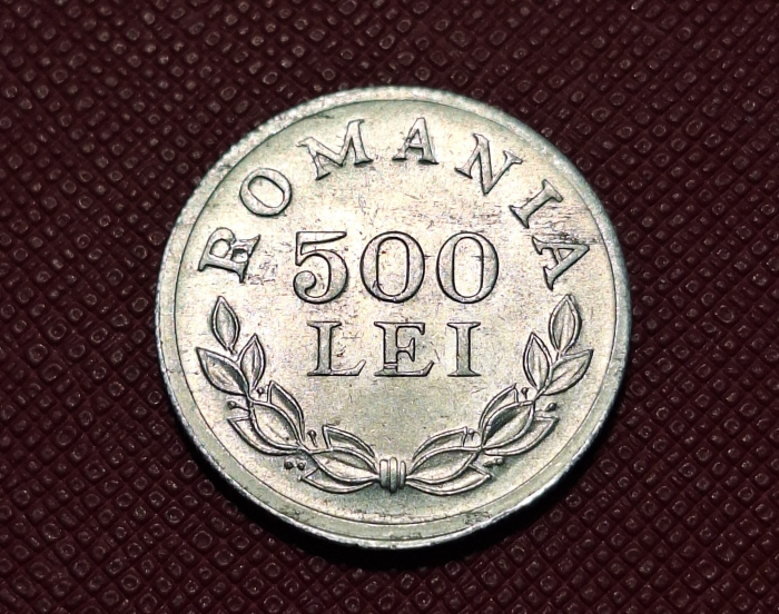 Romania, Regat, 500 lei 1946, Regele Mihai I, eroare tip lacrima pe obraz [2]