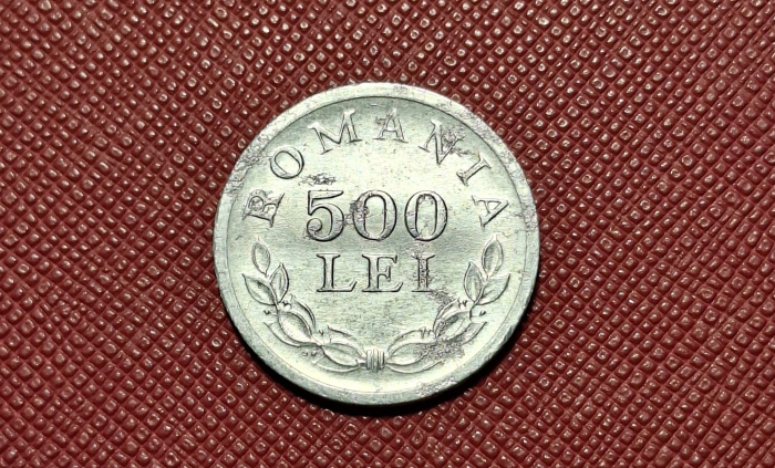 Romania, Regat, 500 lei 1946, Regele Mihai I, eroare: surplus material pe revers [2]