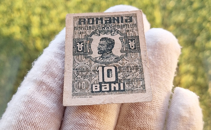 Romania, set 3 bancnote: 10 Bani, 25 Bani, 50 Bani 1917, Regele Ferdinand I [3]