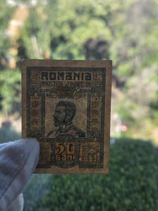 Romania, set 3 bancnote: 10 Bani, 25 Bani, 50 Bani 1917, Regele Ferdinand I [7]