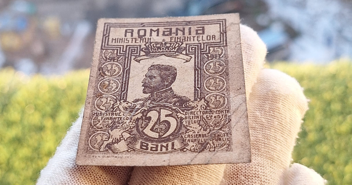 Romania, set 3 bancnote: 10 Bani, 25 Bani, 50 Bani 1917, Regele Ferdinand I [6]