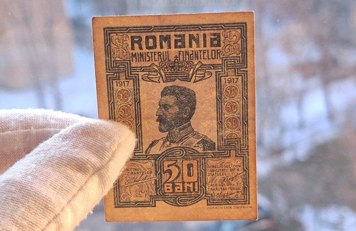 Romania, set 3 bancnote: 10 Bani, 25 Bani, 50 Bani 1917, Regele Ferdinand I [8]