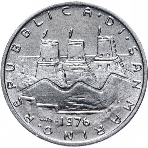 San Marino 5 Lira 1976 FAO; oameni, necirculata [2]
