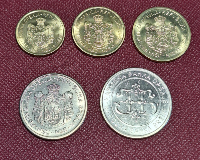 Serbia set 6 monede 2003-2016: 1,2,5,10,20 Dinari,  Atractii Turistice, UNC [2]