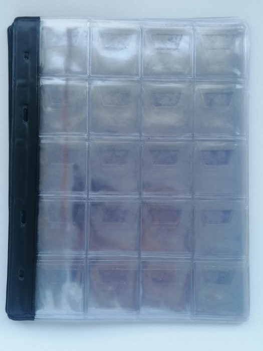 Set 10 folii stocare monede, prevazute cu 20 spatii 35x40 mm [2]