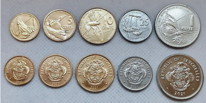 Seychelles set 5 monede 2021-2022: 1,5,10,25 Centi, 1 Rupie, Flora si Fauna, UNC [1]