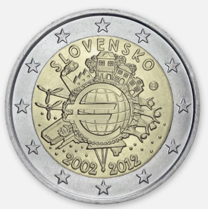 Slovacia 2 euro 2012, 10 ani de la introducerea Euro, UNC [1]