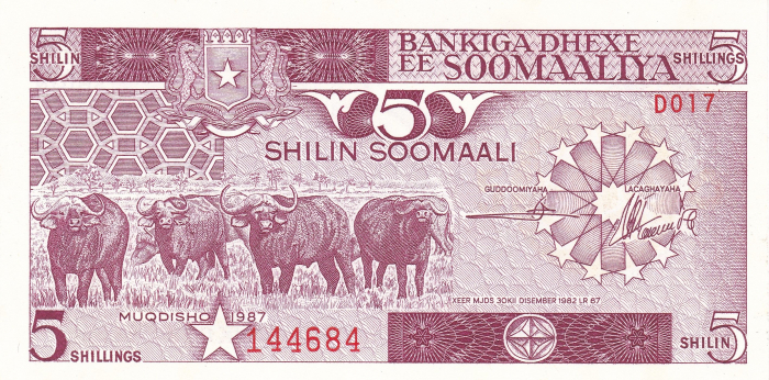 Somalia 5 shilingi 1987, necirculata [1]