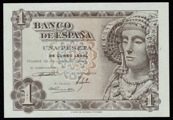 Spania 1 Pesetas 1948, Dama de Elche, necirculata [2]