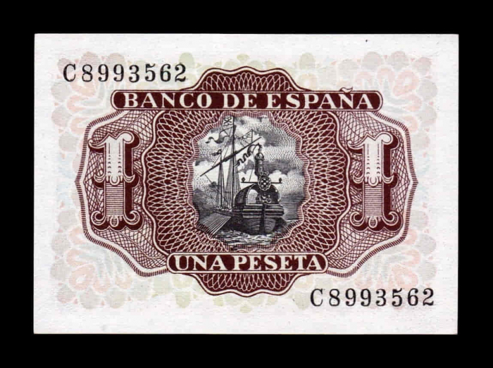 Spania 1 Pesetas 1953, Marchizul de Santa Cruz, necirculata [2]