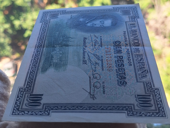 Spania 100 pesetas 1925, Filip II, aproape necirculata [5]