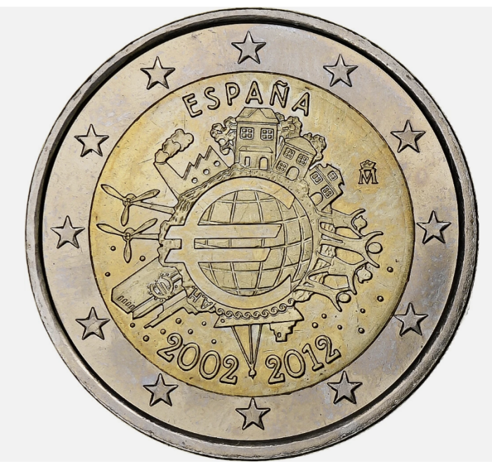 Spania 2 euro 2012, 10 ani de la Adoptarea monedei euro, UNC [1]