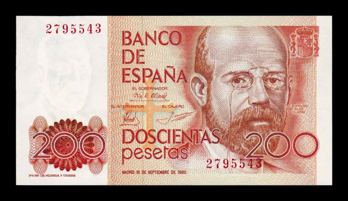 Spania 200 Pesetas L. Alas Clarín 1980, necirculata [1]