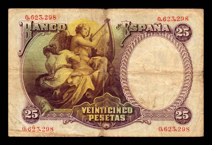 Spania 25 Pesetas Vicente López 1931, circulata [2]