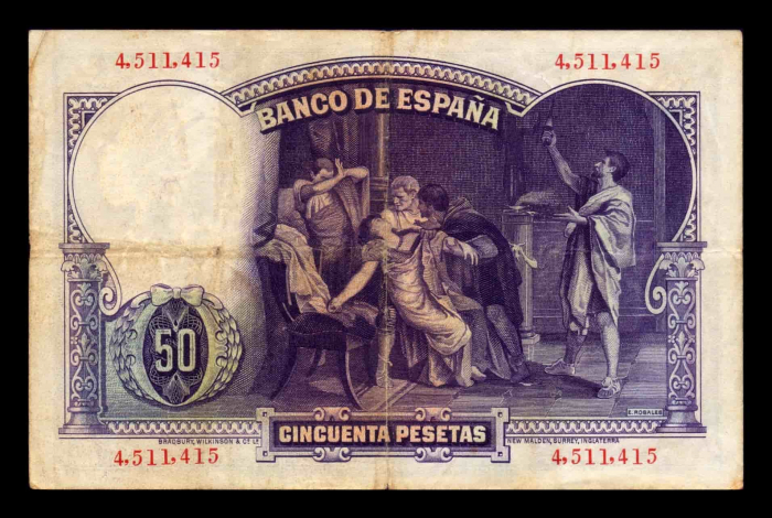 Spania 50 Pesetas E. Rosales 1931, circulata [2]