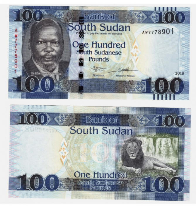 Sudanul de Sud 100 Pounds 2019, necirculata [1]