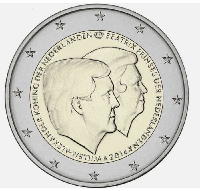 Tarile de Jos 2 euro 2014, Regele William Alexander si Printesa Beatrix, UNC [1]