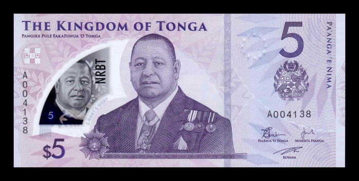 Tonga 5 Pa`anga 2024, Regele Tupou VI, polimer, necirculata [1]