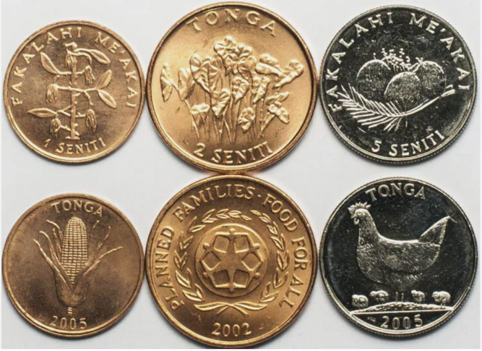 Tonga set 3 monede 2002-2005: 1,2,5 Seniti, flora si fauna, UNC [1]