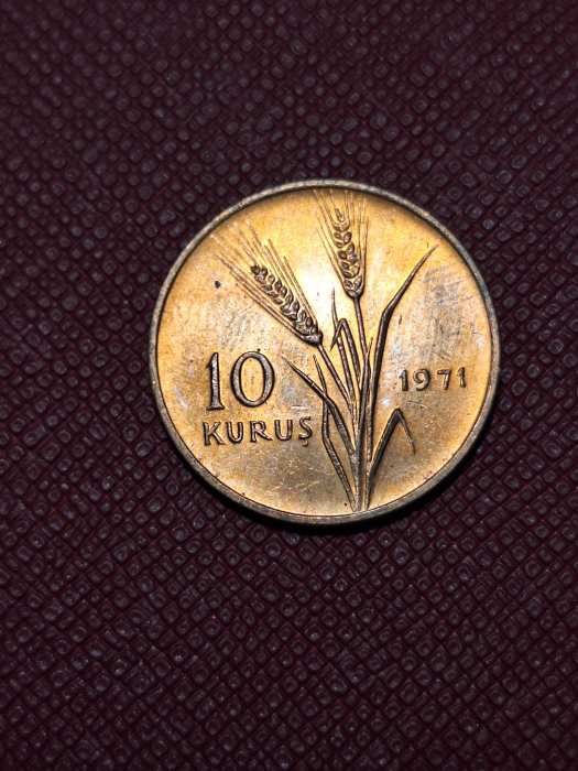 Turcia 10 kurus 1971 FAO, tractor [2]