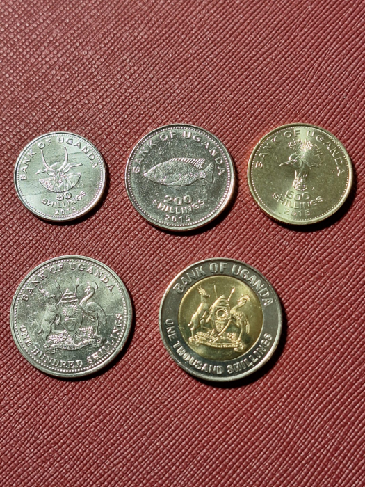 Uganda set 5 monede 2012-2015: 50,100,200,500,1000 Shillingi, UNC [2]
