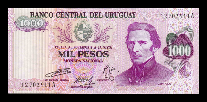 Uruguay 1000 Pesos 1974, José Gervasio Artigas, necirculata [1]