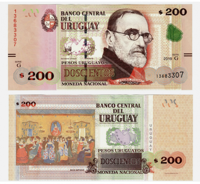Uruguay 200 Pesos 2019, necirculata, Pedro Figari, avocat [1]