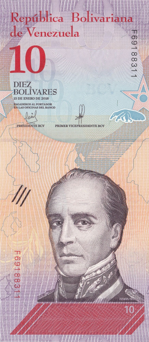VENEZUELA 10 bolivari 2018, necirculata [2]