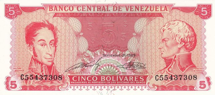 Venezuela 5 Bolivari 1989, necirculata [1]
