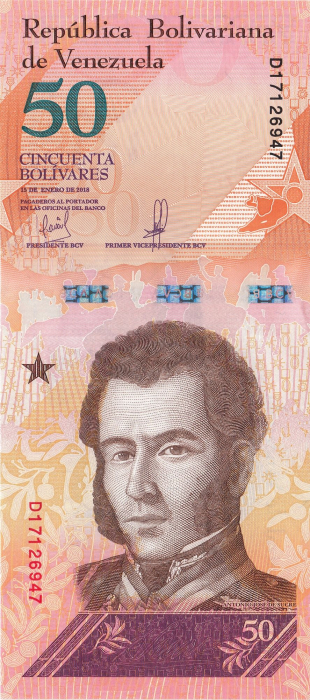 VENEZUELA 50 bolivari 2018, necirculata [2]