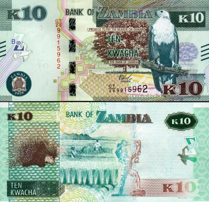 Zambia 10 Kwacha 2020, cu semne pentru nevazatori, necirculata [1]